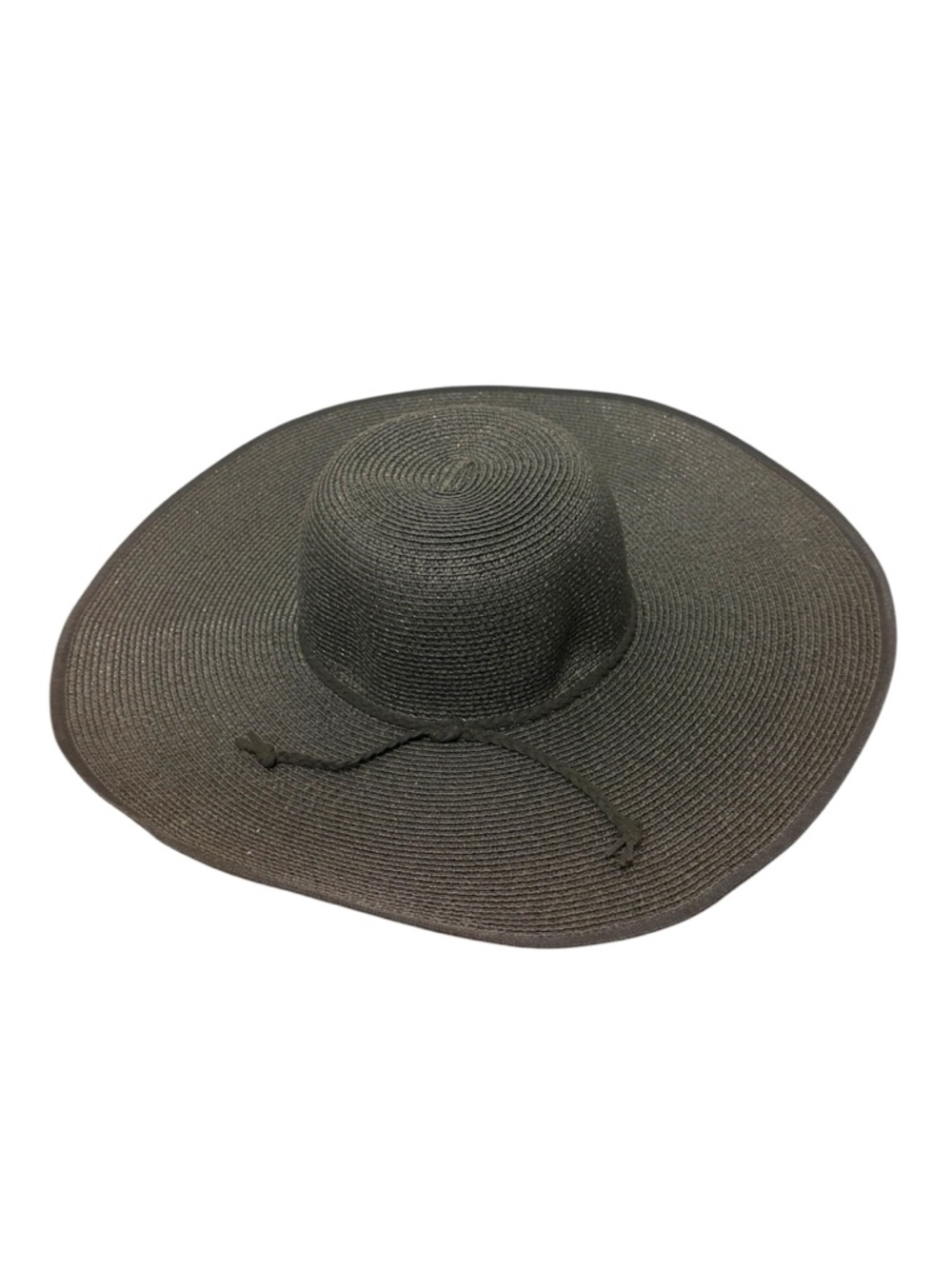 Women’s Paper Braid Big Brim Floppy Sun Hat Natural Straw Black Ribbon